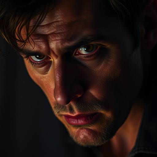 Close-up of an actor focusing intensely on a scene.